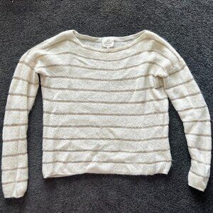 Sézane Cream Mohair and Alpaca Sweater with Gold Stripes - XS
